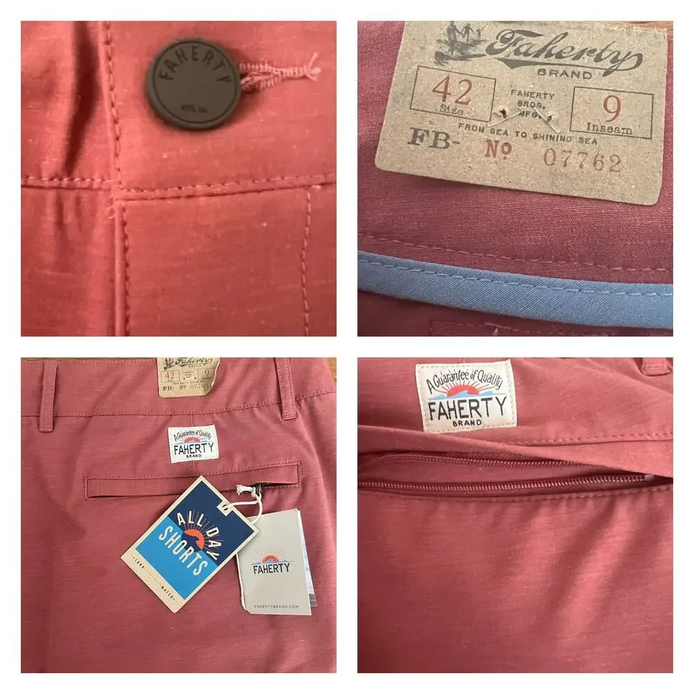 Faherty All Day 9” Shorts In Sun Rose Size 42
